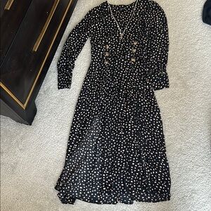 Topshop Black and White Long Sleeve Sheath Dress